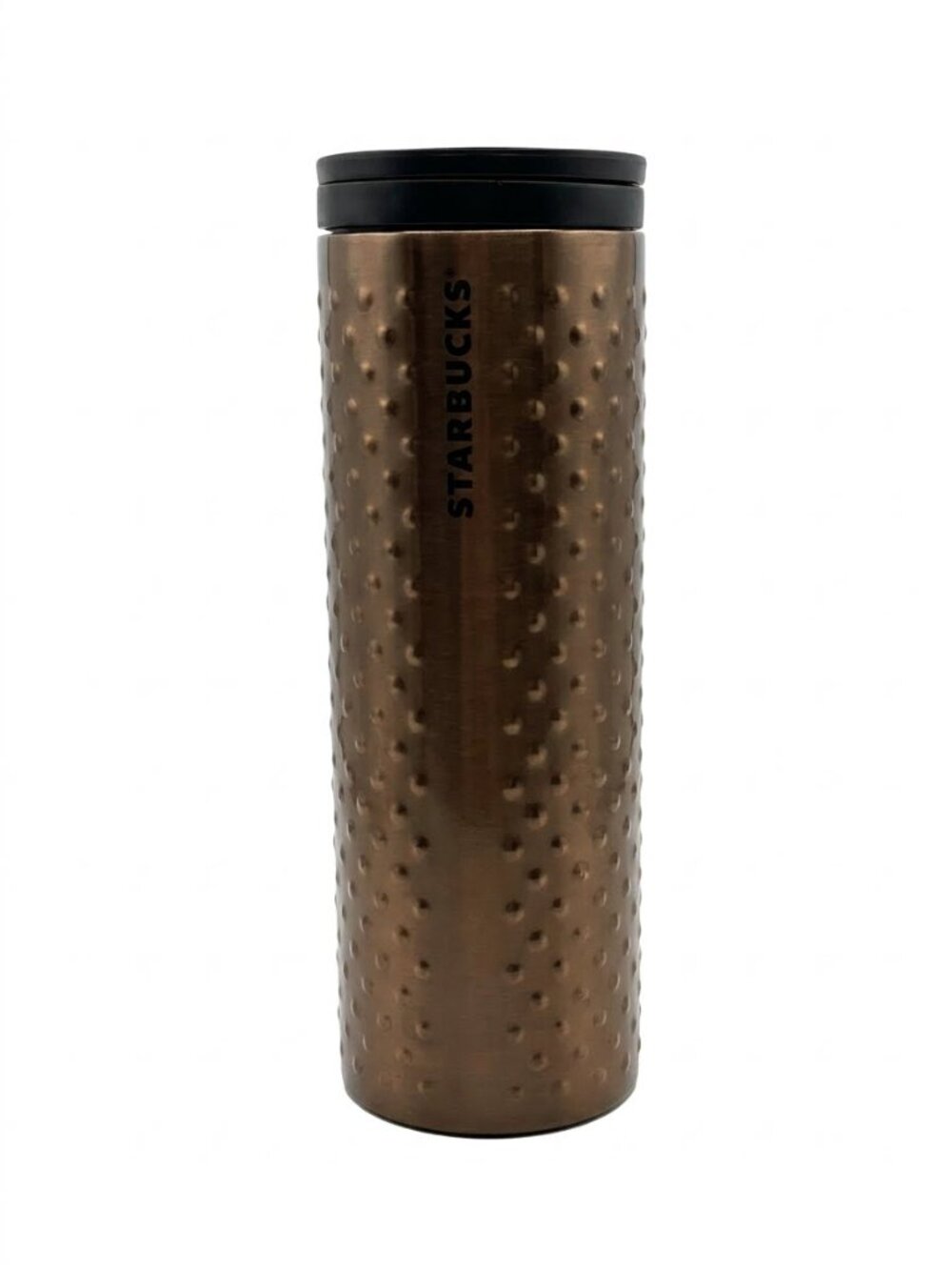 Starbucks 2012 Vintage Stainless Steel Tumbler Brown Bronze Dimpled Dot 16oz